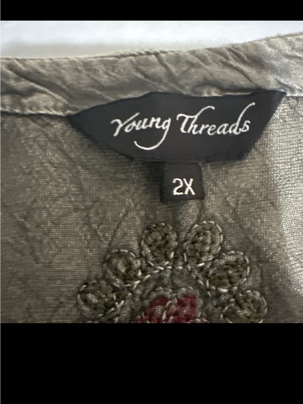 Young threads womens size xxl Boho Patchwork Floral Button-Front Blouse - Picture 2 of 6